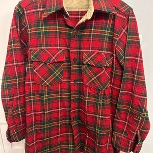 Vintage WOOLRICH Red Plaid Shirt Jacket Wool M tartan Red